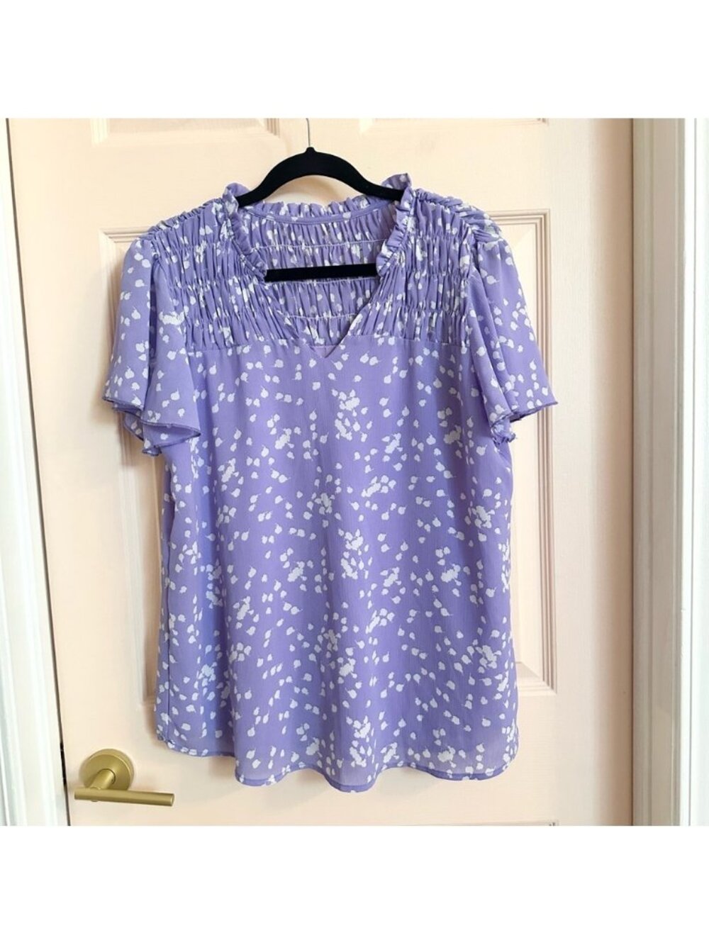 Purple blue fluttery top